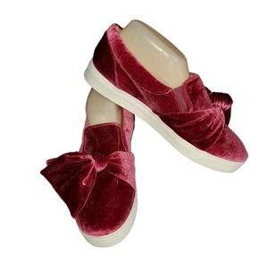 Libby Edelman Women's Size 9 Caitlyn Velvet Mauve Slip On Bow Sneakers NWOB